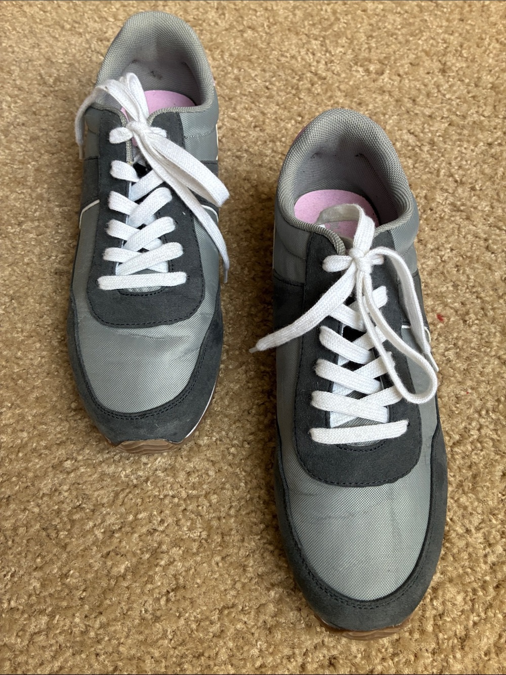 Old Navy Gray Lace-Up Sneakers with White Laces